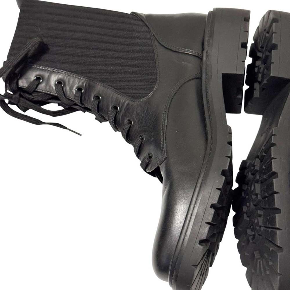 Sam Edelman Lydell Lace Up Combat Chelsea Boot Black 9 - Picture 9 of 14